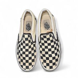 Vans Classic Slip-On Checkerboard Shoes Men’s 6.5 / Women’s 8 Black White Asher
